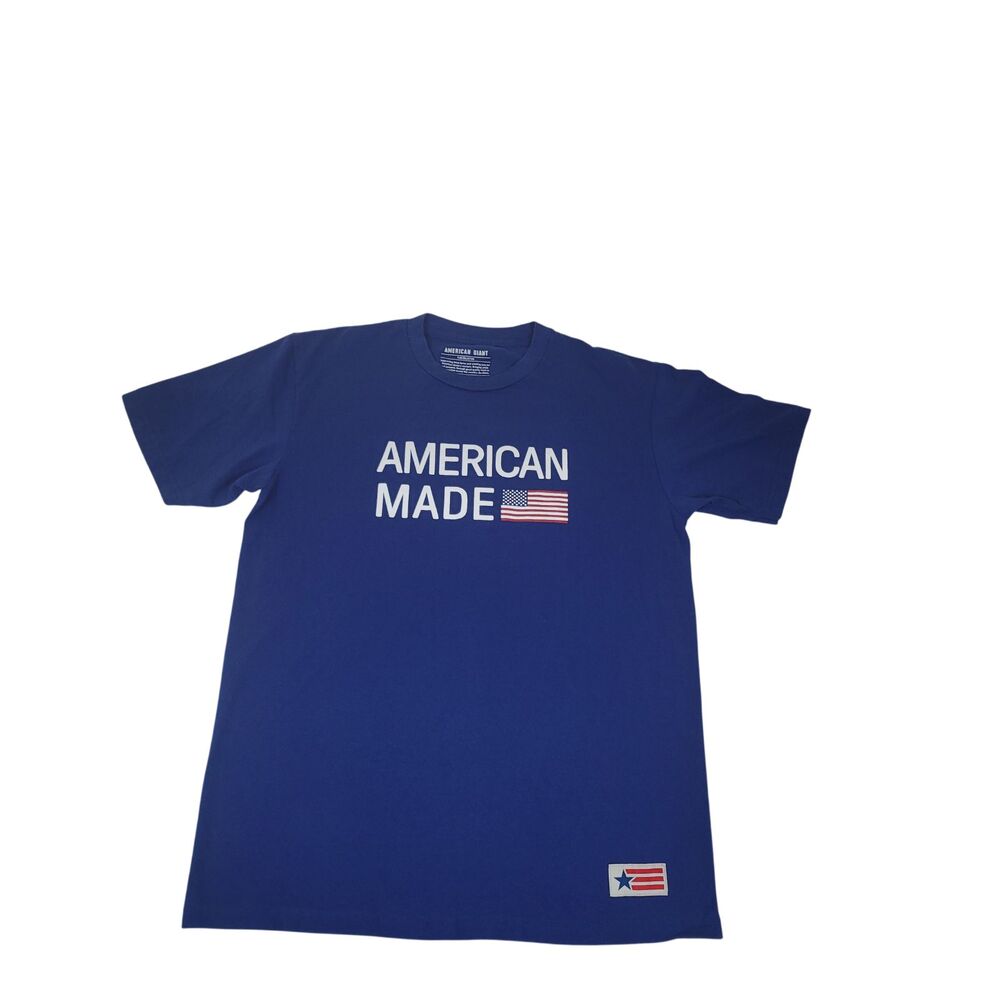 American Giant Flag Collection T-Shirt Men's L Blue American Made USA Cotton